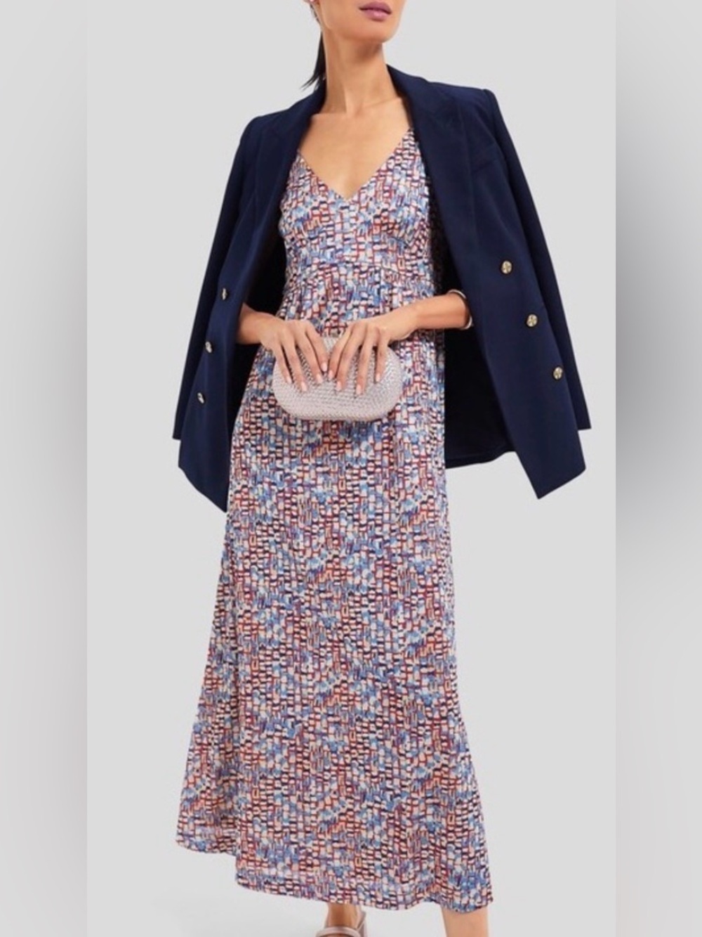 Tuckernuck Natasha Mosaic Tile Metallic Lurex Midi Dress NWT Medium